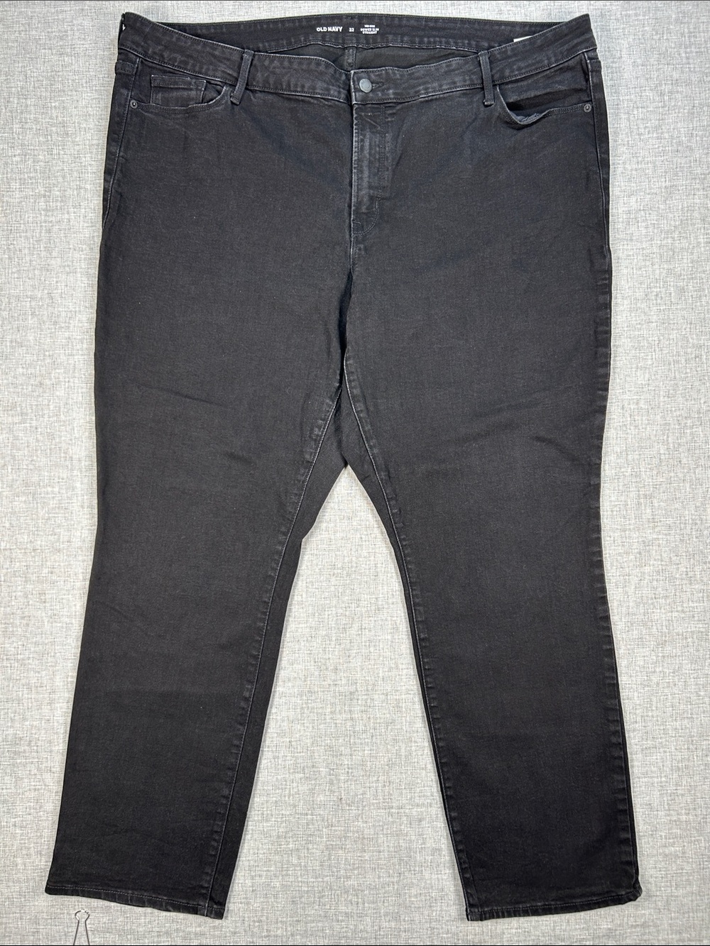 Old Navy Power Slim Straight Jeans 22 Black Mid Rise Stretch Plus Size